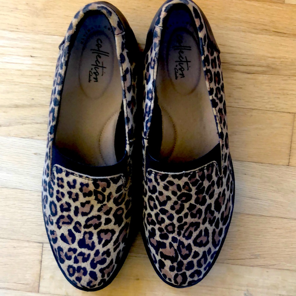 Clarks Leopard Print Loafers